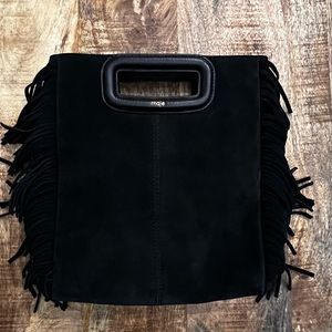 Maje Black Fringe Suede Bag